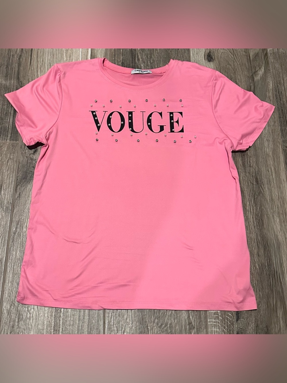 Pink Studded Vogue Graphic Short Sleeve Tee